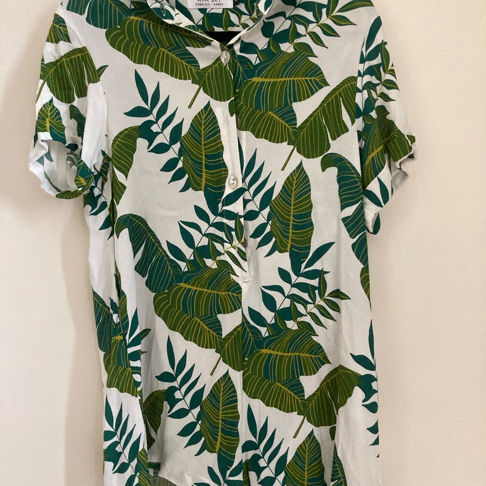 Green Leaf Print Women's Romper